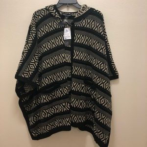 Black Rivet One Size hooded poncho